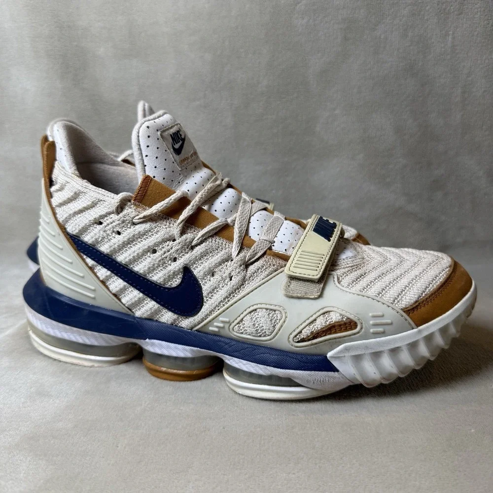 Size 10 - Nike LeBron 16 Air Trainer‎ Medicine Ball Tan, White, Blue